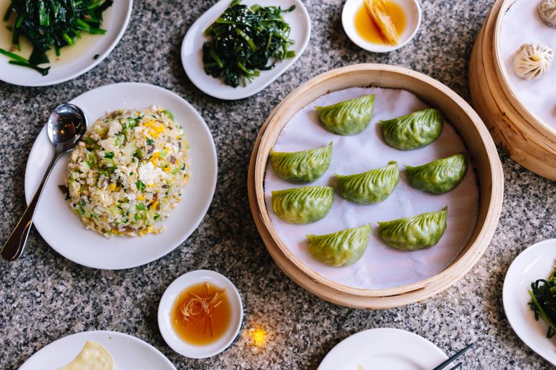 Delicious vegan dumplings served in an Asian restaurant.