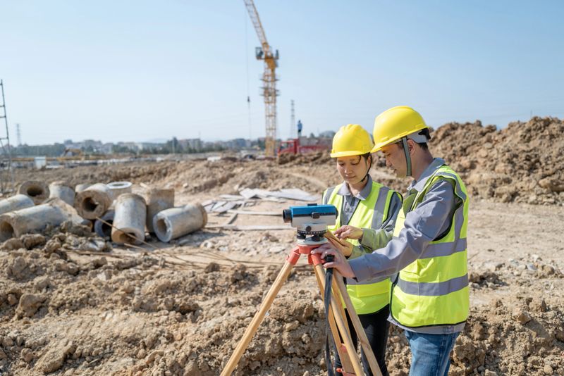 Two male and female engineers worked together to measure and observe the data with instruments