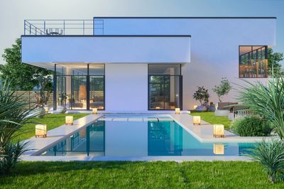 Luxury swimming pool in a new construction home