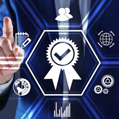 seal of certification approval with check mark