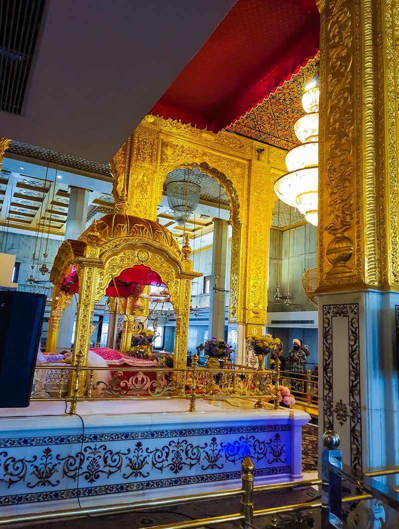 gurudwara inside view from back from flat angle angle image is taken at gurudwara bangla sahib delhi india on May 22 2022.