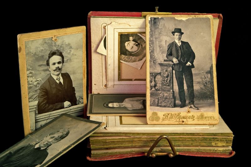 Ancient family album of photos without a retouch and clearing