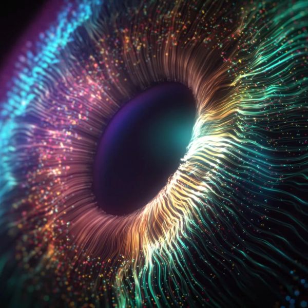Abstract glowing circular pattern with vibrant colors.