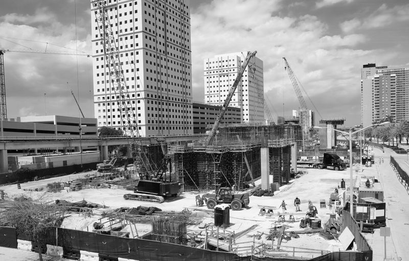 Construction site for a new residential building. Miami, Florida, USA.