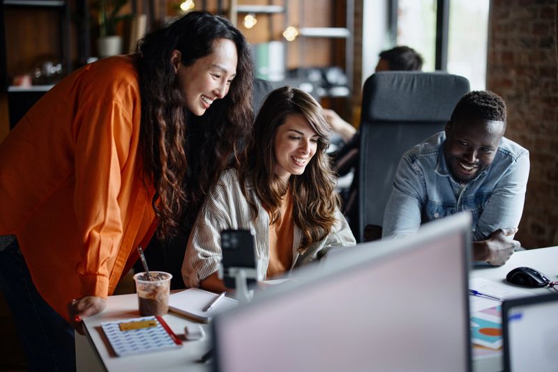 Group of all female UI/UX designer developing new app