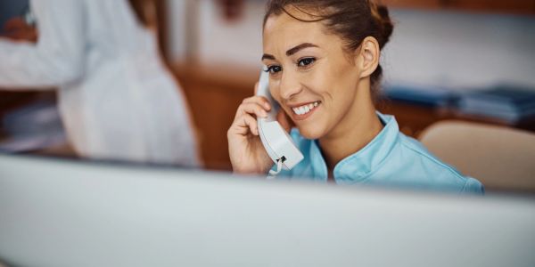 Front desk on the phone