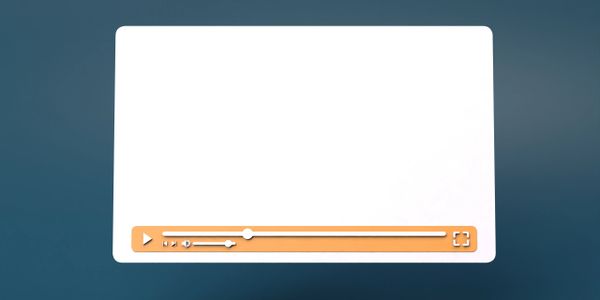 Blank video player interface with controls on a blue background.