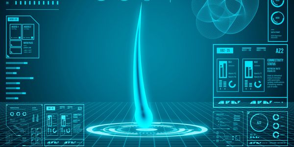 Futuristic digital interface with data visualizations and holographic elements.