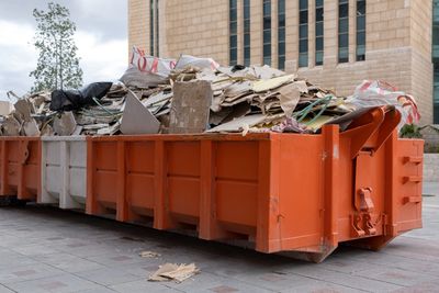 Dumpter with debris.
