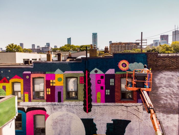 Vibrant branding on city walls