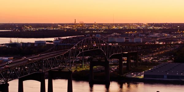 Calcasieu River Bridge overlooking Westlake, Louisiana