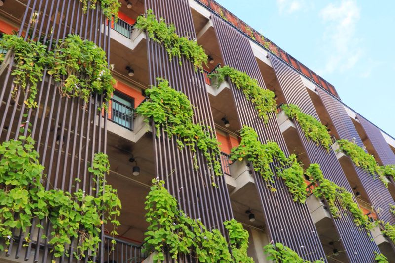 Green Eco Building in the City, Green architecture.