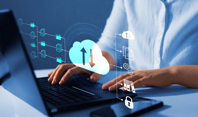 Document Management System (DMS). Automation software to archiving and efficiently manage and information files. Internet  and service for cloud data transfer technology