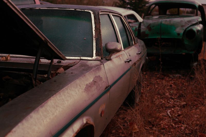 Old cars in the junkyard