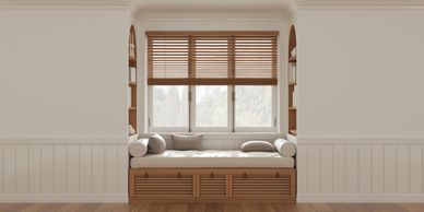 Wood Blinds in Natural Shade can be made from poly so that they are humidity-resistant.