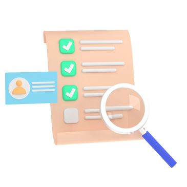 Checklist with completed tasks and a magnifying glass inspecting details.