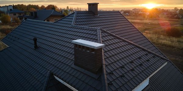 House roof with sunset view.