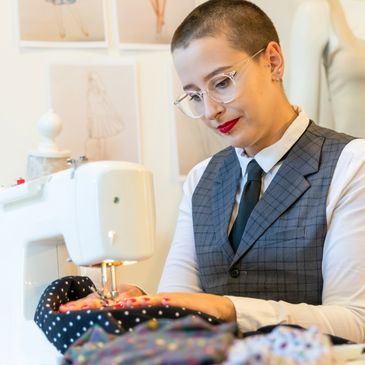 Woman working on clothes