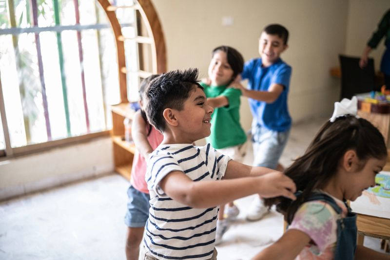 Students playing in the classroom