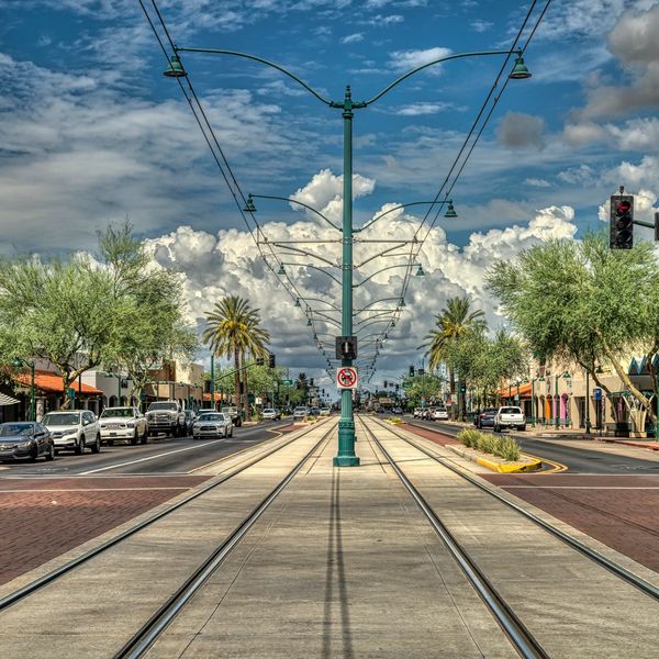 A photo of Downtown Mesa Arizona in the middle of Main street