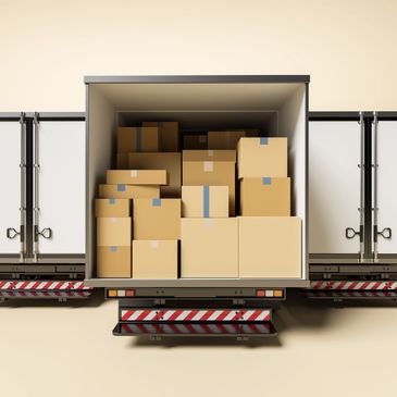 A clean, modern warehouse with neatly stacked packages. Symbolizes professionalism, fulfillment, and