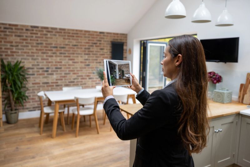 Real estate agent doing a virtual showing of a property using a tablet computer
