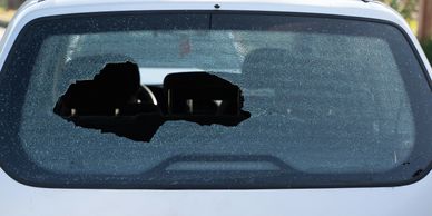 Break-in or accident damage to rear glass.
