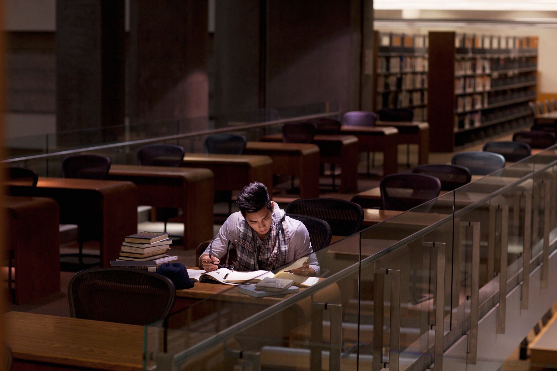 Students studying in library