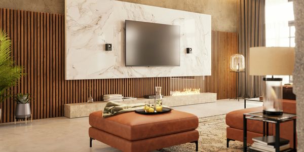 Langley home with custom focus wall with slot wall, marble tv stand and excellent interior paint