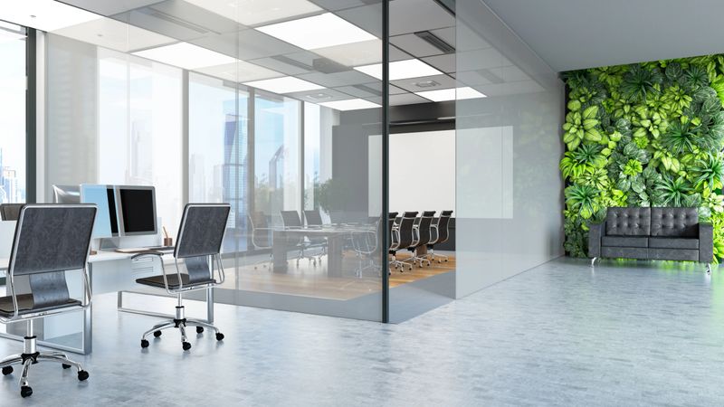 Modern Open Plan Office Space Interior. 3D Render