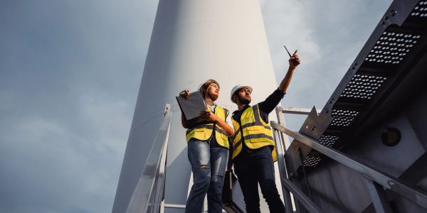 Two engineers inspecting infrastructure.