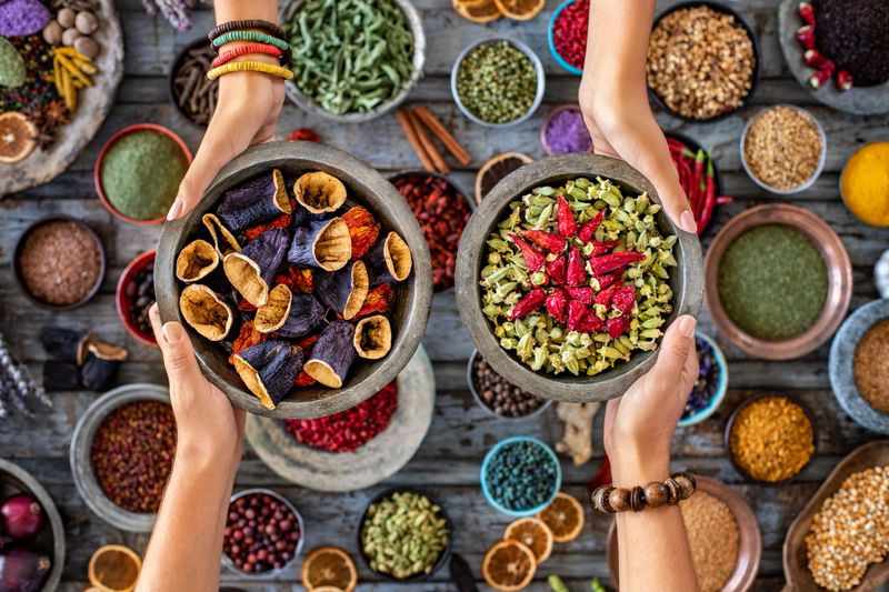 Many dried foods for healthy feeding at winter.