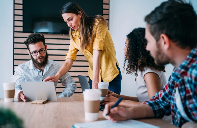 Group of business persons in business meeting. Group of entrepreneurs on meeting in board room. Creative business team on meeting in the office.