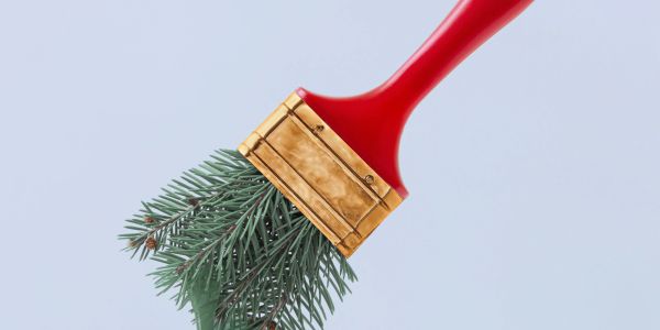 Paintbrush with pine tree needles instead of bristles.