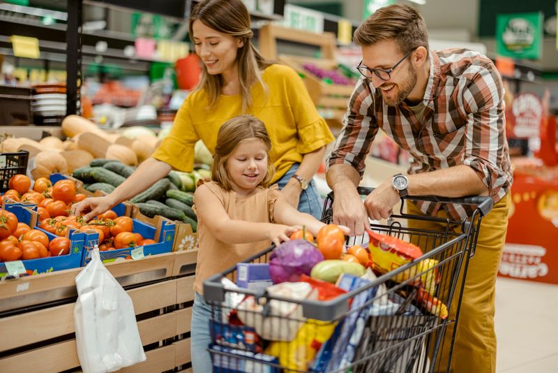 Family Shopping in a Supermarket