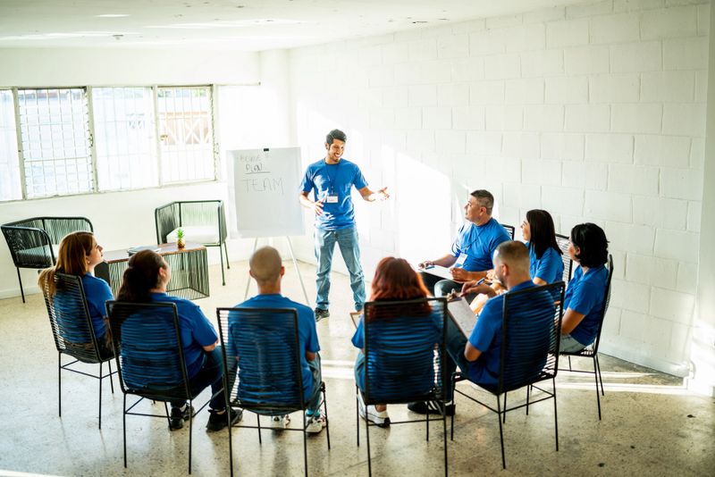 Volunteer doing a presentation during a meeting