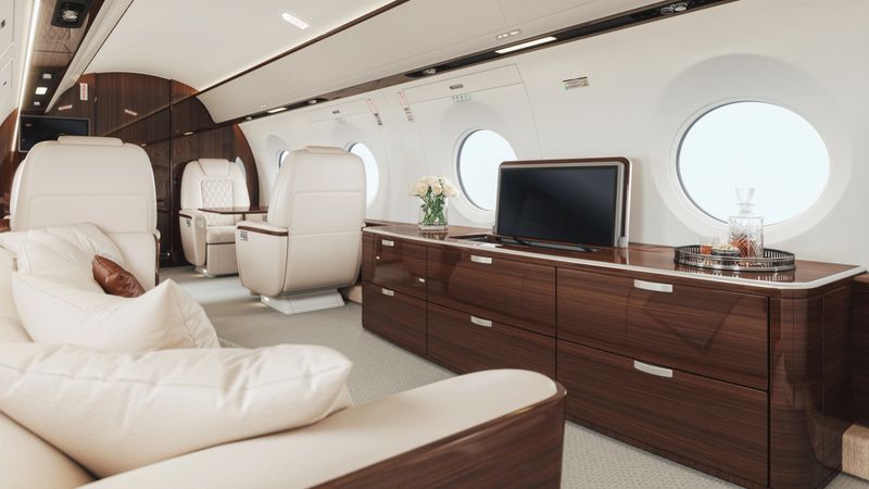 Interior of a business / private jet.