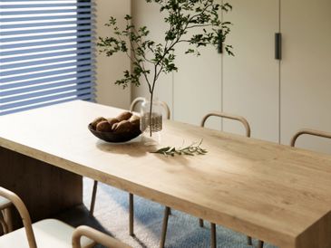 Dining table with invisible storage.