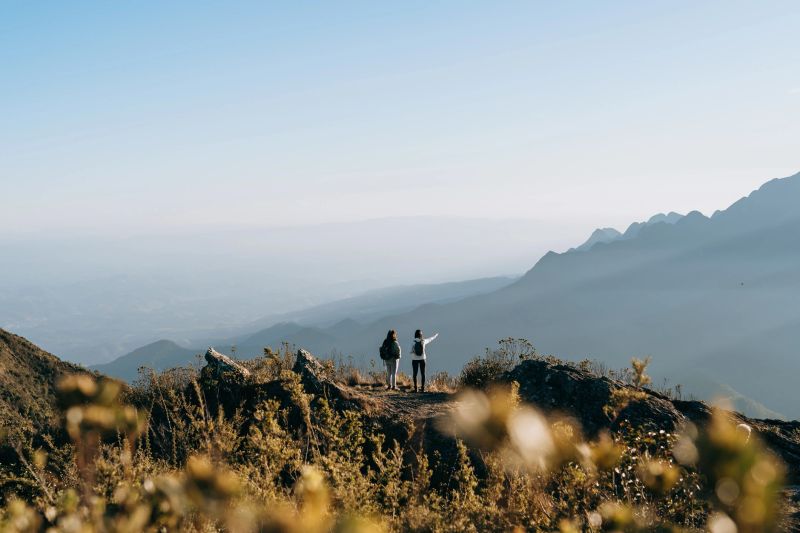 Backpackers enjoying the canyon view