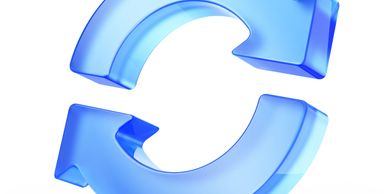 Blue 3D refresh or reload arrows in circular motion.