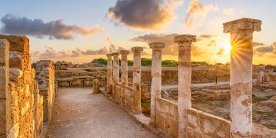 Sunset showing stone pillars