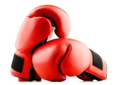 A pair of red boxing gloves.