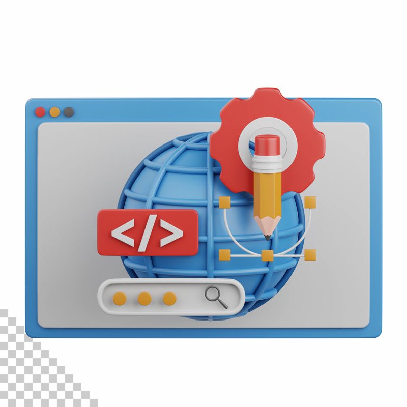 3d rendering web development isolated useful for marketing, advertising, advertisement and promotion