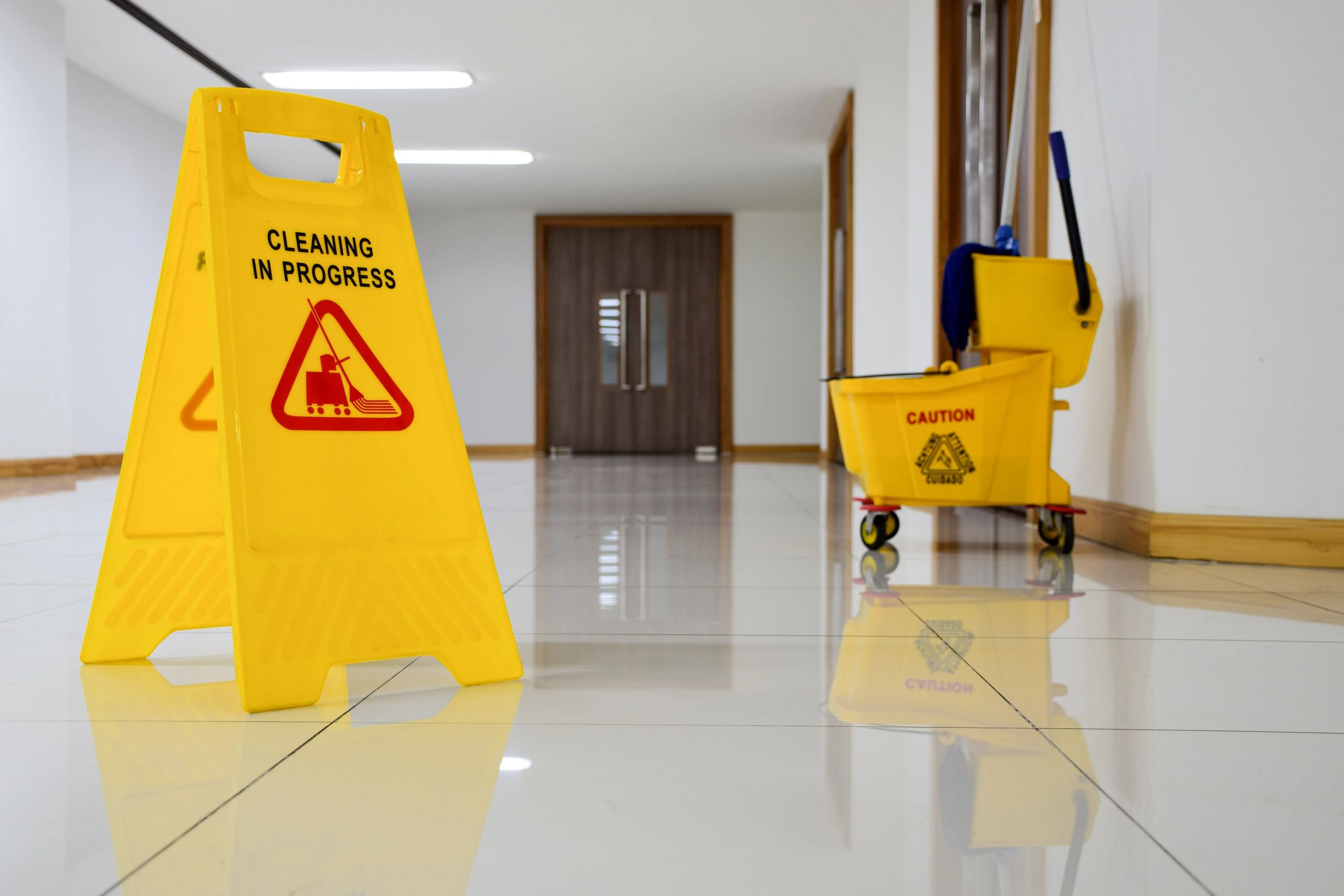 Janitorial cleaning at an office