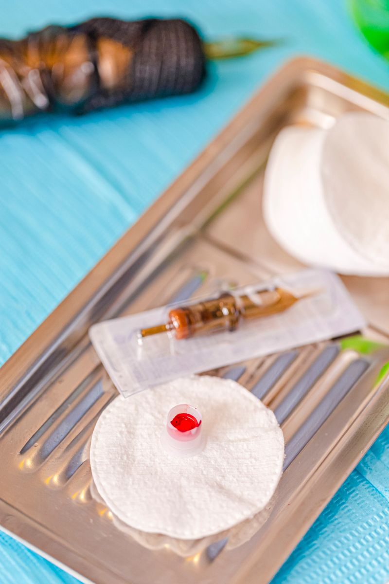 Working Accessories and Tools for Tattoo Cosmetology Beautician Ready For Permanent Makeup Procedure In Beauty Salon. Vertical Composition