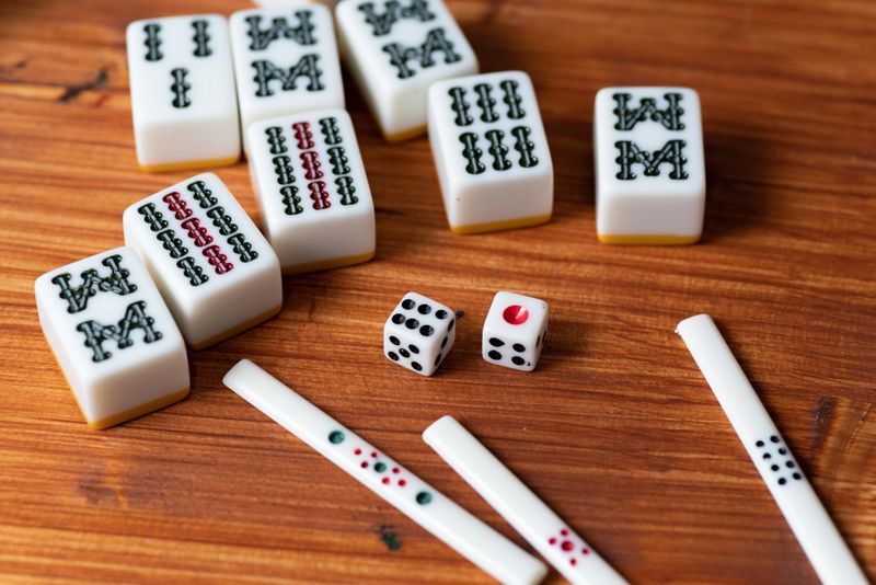 playing with mahjong