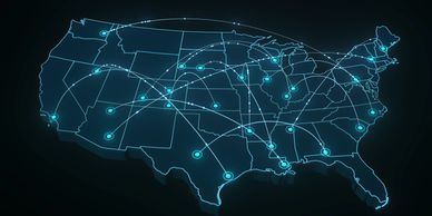 United States map with connected points