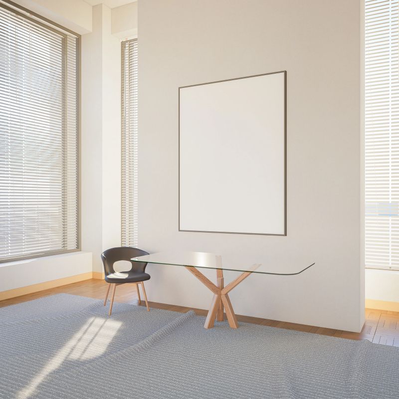 Interior mockup illustration with decor, 3d render, white wall with blank board