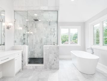 When life is hard out in the "real world" the best cure is a luxurious bathroom that feels like stepping into a tranquil spa each time you enter. Soak in a deep bubble bath, or take a relaxing rain shower with massaging body massage spray settings, or indulge by stepping onto heated premium marble floors after coming home on a cold evening. Are you dreaming of serenity?