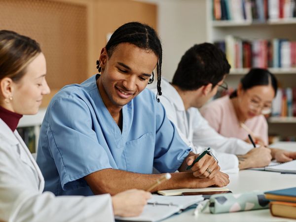 Nursing students engaging in training

